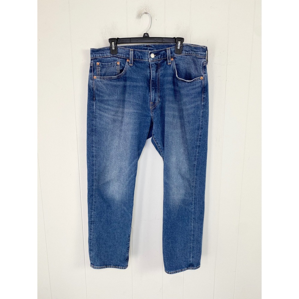 Levis Premium 502 Regular Taper‎ Mens Blue Jeans 36x29* selvedge Medium Wash